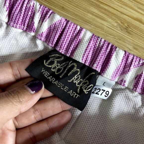 Bob Mackie Crop Pants Large Side Zip Elastic Wearable Art Geometric Trouser - Picture 7 of 9